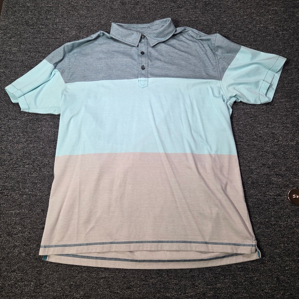 Linksoul Polo Shirt Mens XL Blue Grey Colorblock Luxury Cotton Golf Athleisure